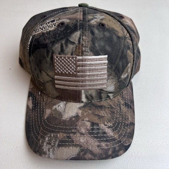 Cascade Advantage Timber Camo Hat Cap Strapback Outdoor American Flag Hunting - Picture 2 of 8